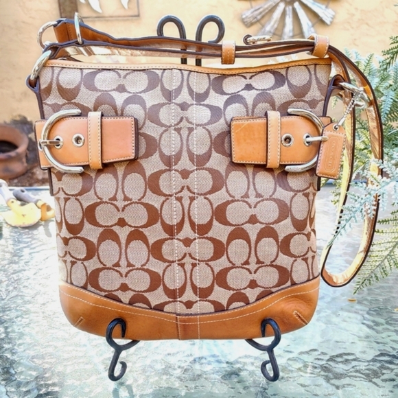 Coach Handbags - Coach Canvas And Leather Shoulder Bag